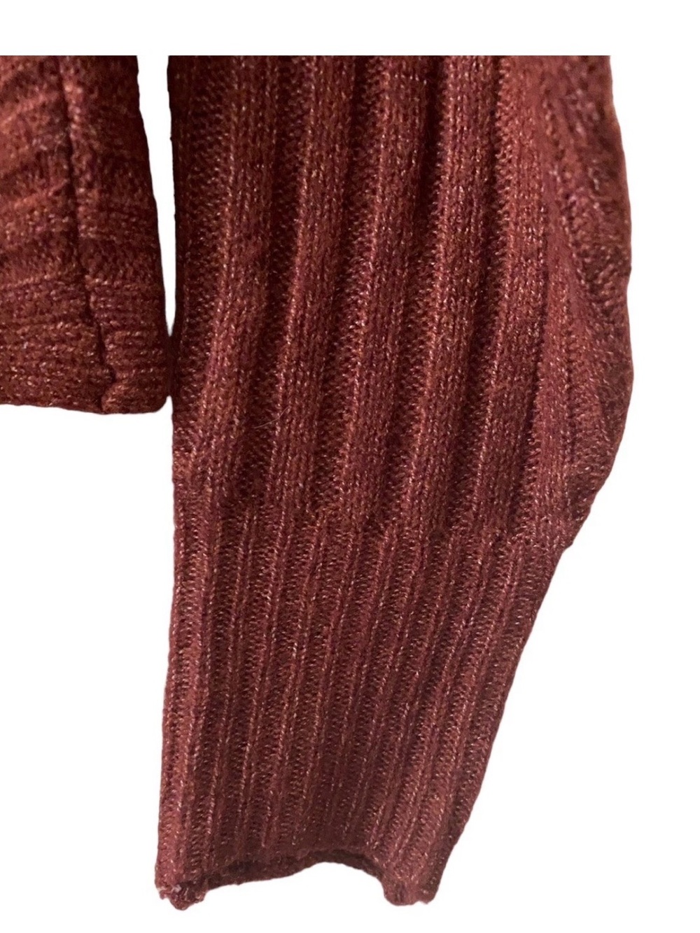 Pink Rose Ribbed Cropped Crewneck Sweater in Rust - Picture 6 of 8